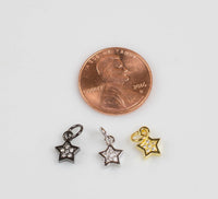 Tiny cute Star CZ Gold, Gunmetal, Silver Pave Small Charm