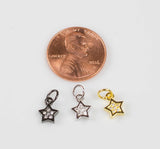 Tiny cute Star CZ Gold, Gunmetal, Silver Pave Small Charm