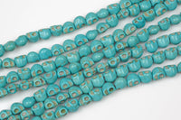 Howlite Magnesite Turquoise 7mm to 8mm Small Skull 15 Colors- Full 15 Inch Strand