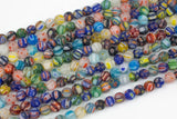 Millefiori, High Quality in Matte Round, 6mm, 8mm, 10mm, 12mm-Full Strand 15.5 inch Strand Gemstone Beads