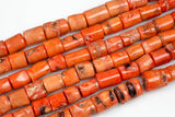 Natural Orange Bamboo Coral Barrel Shaped Beads. Medium Size- 15-25mm-15.5 inch strand Gemstone Beads