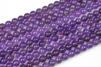 Natural AA- AMETHYST Gemstone Beads Round 8mm- Medium Light Color AAA Quality Smooth Gemstone Beads