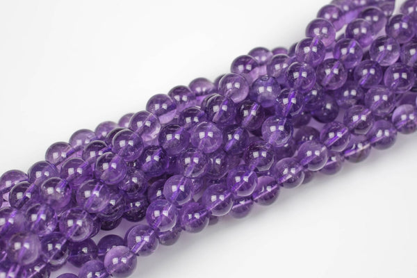 Natural AA AMETHYST Gemstone Beads Round 8mm- Medium Light Color Smooth Gemstone Beads