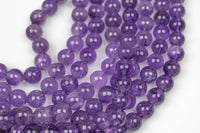 Natural A Quality AMETHYST Gemstone Beads Round 6mm 8mm 10mm- Medium Light Color Smooth Gemstone Beads