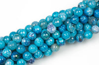 Deep Blue Fire Agate, High Quality in Faceted Round, 8-10mm