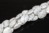 Natural White Howlite Jasper Faceted Oval- 18x25mm- Full Strand Gemstone Beads