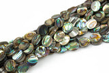 Natural Abalone Flat Oval Beads. A Quality 15.5 inch strand Gemstone Beads