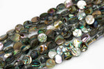 Natural Abalone Flat Coin Beads. A Quality 15.5 inch strand- 8mm