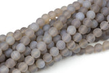 Natural Gray Agate, High Quality in Matte Round- 4mm, 6mm, 8mm, 10mm, 12mm Gemstone Beads