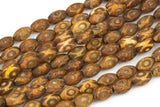 Dzi Beads Dark Brown Eye Matt Barrel Beads. A Quality Full Strand