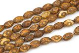 Dzi Beads Dark Brown Eye Matt Barrel Beads. A Quality Full Strand