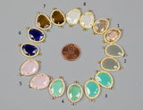 16X24mm Irregular Gold Bean Shaped Crystal Connectors Bezzeled With CZ 2 pcs per order