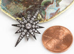 Starburst CZ Gold Pave 19*30mm Glue on Piece- Gunmetal