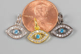 Evil Eye with Blue Eyes CZ Charms Gold, Gunmetal, Silver Pave Small Charm