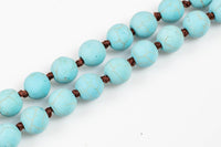 Long Knotted Necklace- Magnesite- 36 inches Long- Ready to wear! 8mm- Long Necklace