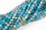 Blue Banded Agate, High Quality in Faceted Round, 6mm, 8mm, 10mm, 12mm-Full Strand 15.5 inch Strand