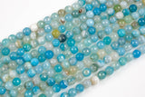 Blue Banded Agate, High Quality in Faceted Round, 6mm, 8mm, 10mm, 12mm-Full Strand 15.5 inch Strand