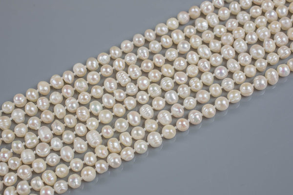 Long Knotted Necklace- Fresh Water Pearl- 36 inches Long- Ready to wear- Long Necklace