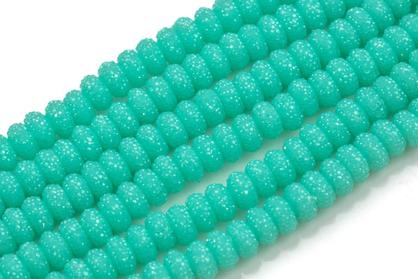 6mm 8mm 10mm Roundel Micro Pave In half strands- Aqua Teal