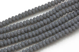 Natural 6mm 8mm 10mm Roundel Micro Pave In half strands- Gray Gemstone Beads