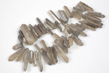 Natural Titanium Plated Brazilian Quartz Freeform Pieces, Slightly Graduated ONE FULL STRAND. Appx 46 Pieces. Gemstone Beads