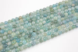 Natural Clearish Blue aquamarine faceted round beads in full strands-Full Strand, 4mm, 6mm, 8mm, 12mm, or 14mm Beads. Gemstone Beads