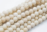 LARGE-HOLE beads!!! 8mm or 10mm Matte-finished round. 2mm hole. 7-8" strands. Matt Fossil Coral. Big Hole Beads