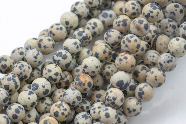 LARGE-HOLE beads!!! 8mm or 10mm . 2mm hole. 7-8" strands. Matt-finished Tan Dalmation Jasper. Big Hole Beads