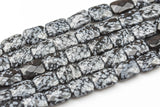 Natural Snow Flake Obsidian- Faceted Rectangular Beads-12x16mm- 13 Pieces- Special Shape Gemstone Beads