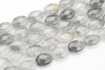 Natural Cloudy Quartz- Faceted Oval Beads-12x16mm- 13 Pieces- Special Shape AAA Quality Gemstone Beads