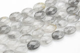 Natural Cloudy Quartz- Faceted Oval Beads-12x16mm- 13 Pieces- Special Shape AAA Quality Gemstone Beads