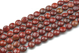 Natural Red Jasper- Puffy Coin Beads-10mm- 41 Pieces- Special Shape- Full Strand- 16 Inches Gemstone Beads