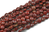 Natural Red Jasper- Puffy Coin Beads-10mm- 41 Pieces- Special Shape- Full Strand- 16 Inches Gemstone Beads