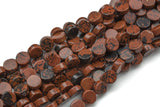 Natural Mahogany Jasper- Flat Coin- Beads-10mm- 40 Pieces- Special Shape- Full Strand- 16 Inches Gemstone Beads