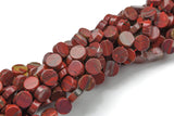 Natural Red Jasper- Flat Coin- Beads-10mm- 40 Pieces- Special Shape- Full Strand- 16 Inches Gemstone Beads