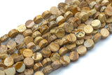 Natural Picture Jasper- Flat Coin- Beads-10mm- 40 Pieces- Special Shape- Full Strand- 16 Inches Gemstone Beads