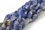 Natural Sodalite- Flat Oval Beads-10x14mm- 28 Pieces- Special Shape- Full Strand- 16 Inches Gemstone Beads