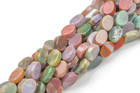 Natural Fancy Agate- Flat Oval Beads-10x14mm- 28 Pieces- Special Shape- Full Strand- 16 Inches Gemstone Beads