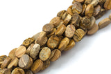 Natural Picture Jasper- Flat Oval Beads-10x14mm- 28 Pieces- Special Shape- Full Strand- 16 Inches Gemstone Beads