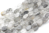 Natural Cloudy Quartz- Flat Oval Beads-10x14mm- 28 Pieces- Special Shape- Full Strand- 16 Inches Gemstone Beads