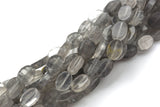 Natural Cloudy Quartz- Flat Oval Beads-10x14mm- 28 Pieces- Special Shape- Full Strand- 16 Inches Gemstone Beads