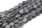 Natural SnowFlake Obsidian- Flat Oval Beads-10x14mm- 28 Pieces- Special Shape- Full Strand- 16 Inches Gemstone Beads