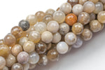 Natural Ocean Fossil Agate- Facted Round sizes. 4mm, 6mm, 8mm, 10mm, 12mm, 14mm Gemstone Beads