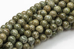 Natural Ocean Bree Jasper- Round sizes. 4mm, 6mm, 8mm, 10mm- Full 15.5 Inch Strand Smooth Gemstone Beads