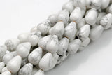 Natural Howlite- Teardrop- Beads- 2 Sizes- Special Shape- Full Strand- 16 Inches Smooth Gemstone Beads