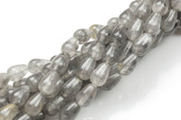 Natural Cloudy Quartz- Teardrop- Beads- 2 Sizes- Special Shape- Full Strand- 16 Inches Smooth Gemstone Beads