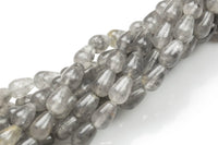 Natural Cloudy Quartz- Teardrop- Beads- 2 Sizes- Special Shape- Full Strand- 16 Inches Smooth Gemstone Beads