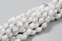 Natural Howlite- Barrel Shape-3 Sizes- Special Shape- Full Strand- 16 Inches Gemstone Beads