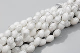 Natural Howlite- Barrel Shape-3 Sizes- Special Shape- Full Strand- 16 Inches Gemstone Beads