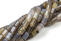 Natural Gray Agate- Barrel Shape- 10*14mm-28 Pieces- Special Shape- Full Strand- 16 Inches Gemstone Beads